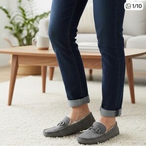 Cole Haan Gray Loafers with Buckle Accent